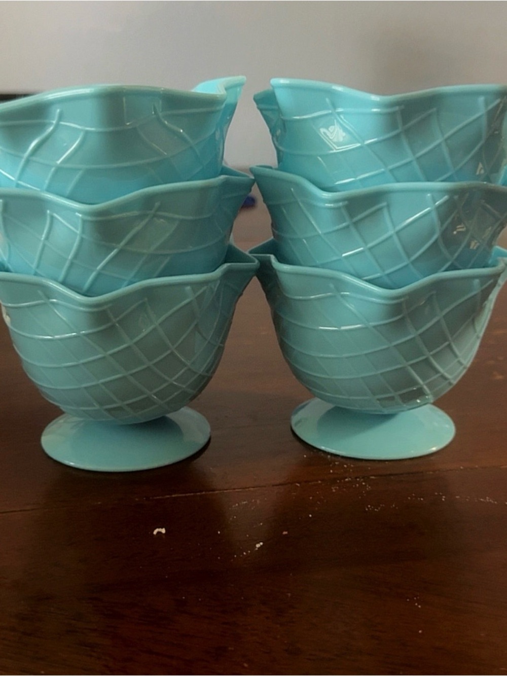 Modern Aqua Ceramic Dessert Bowls - Set of 6